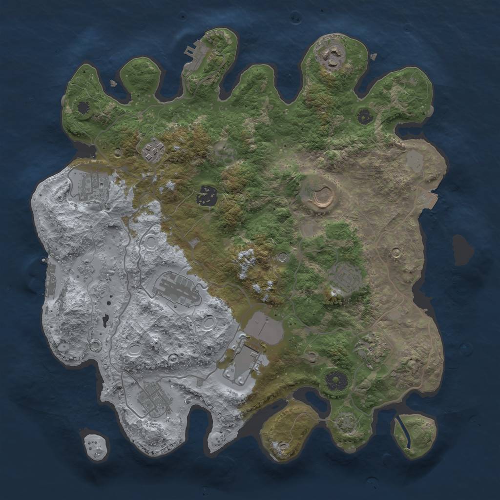 Rust Map: Procedural Map, Size: 3500, Seed: 609519104, 18 Monuments