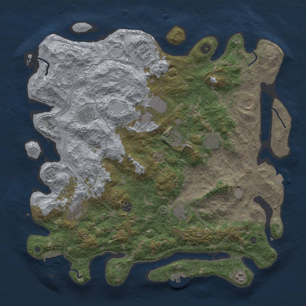 Rust Map: Procedural Map, Size: 4500, Seed: 1109631486, 19 Monuments