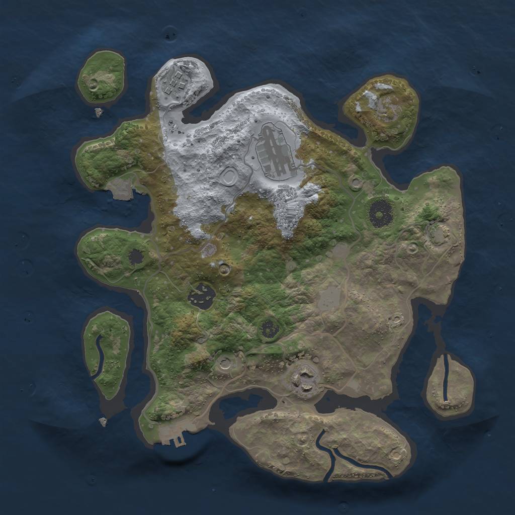 Rust Map: Procedural Map, Size: 3000, Seed: 1908629717, 10 Monuments