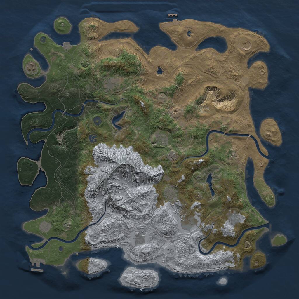 Rust Map: Procedural Map, Size: 5000, Seed: 881238, 19 Monuments