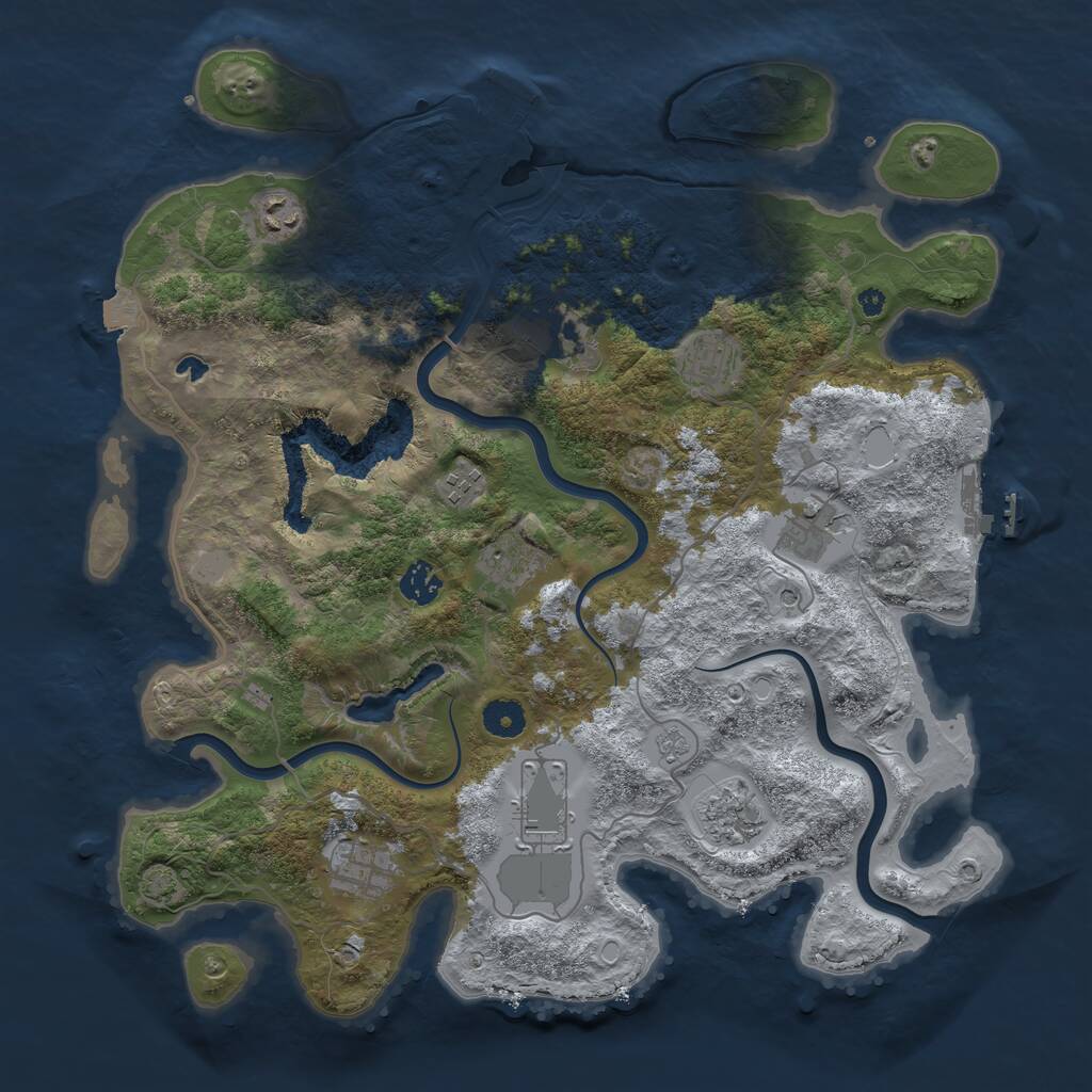 Rust Map: Procedural Map, Size: 4000, Seed: 966397357, 16 Monuments