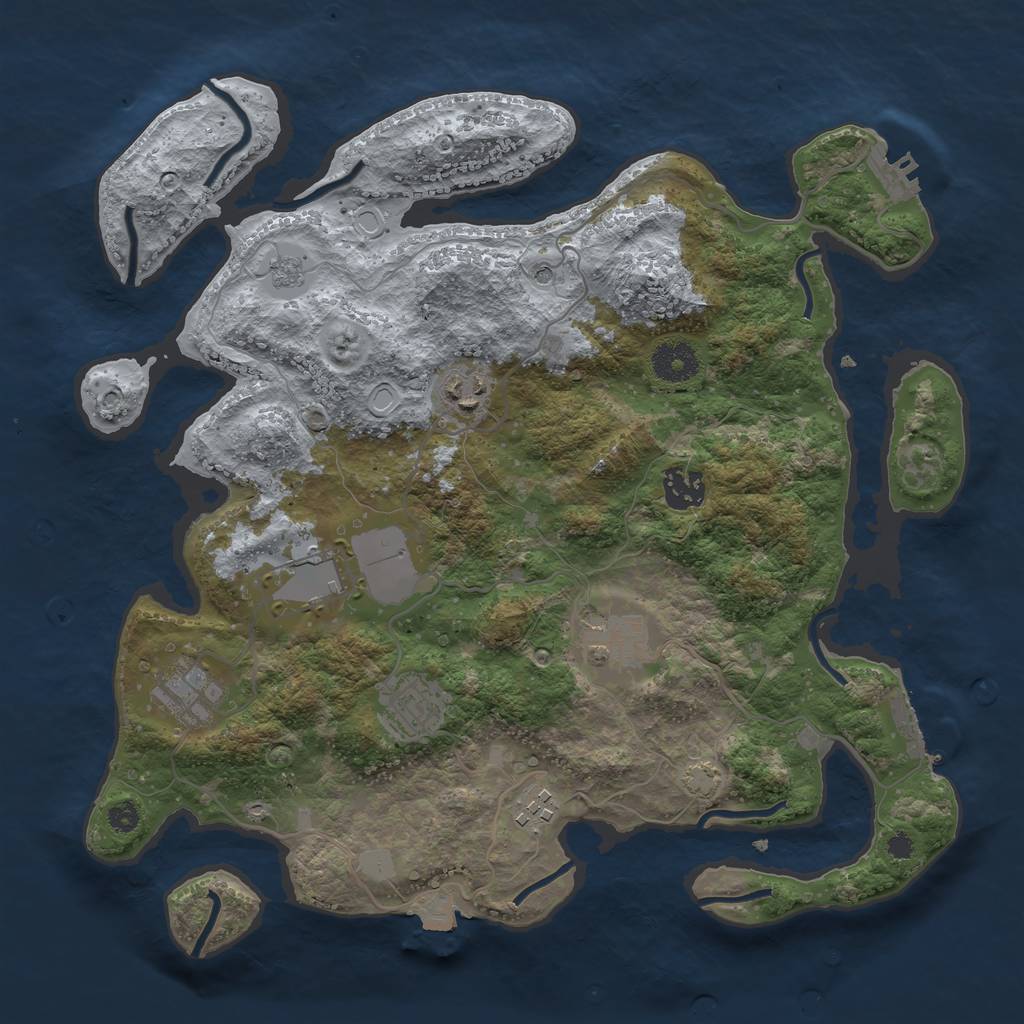 Rust Map: Procedural Map, Size: 3500, Seed: 93242346, 15 Monuments