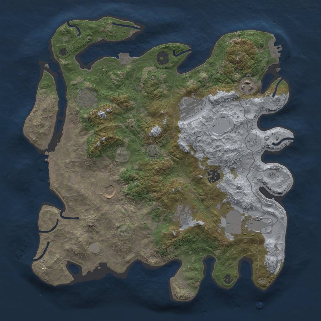 Rust Map: Procedural Map, Size: 3600, Seed: 1132849088, 15 Monuments