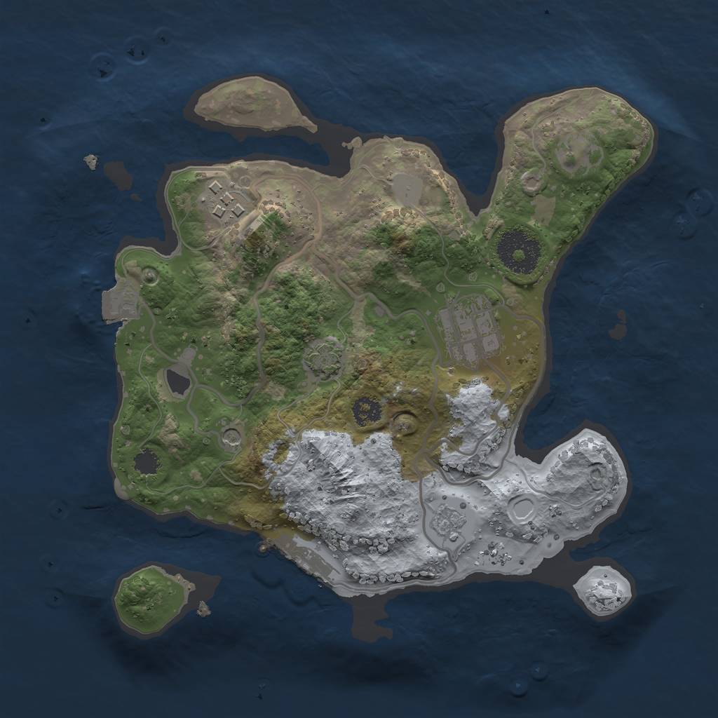 Rust Map: Procedural Map, Size: 2500, Seed: 13834726, 9 Monuments