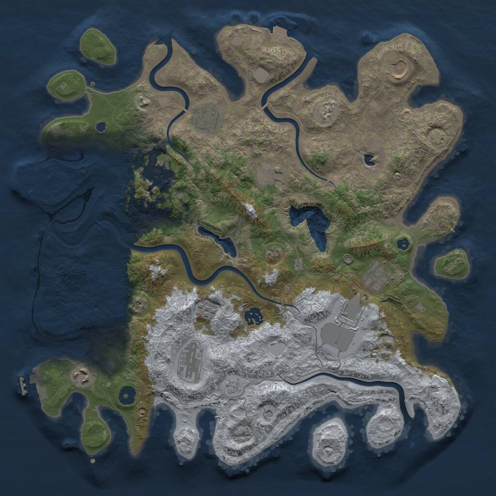 Rust Map: Procedural Map, Size: 4100, Seed: 887913799, 16 Monuments
