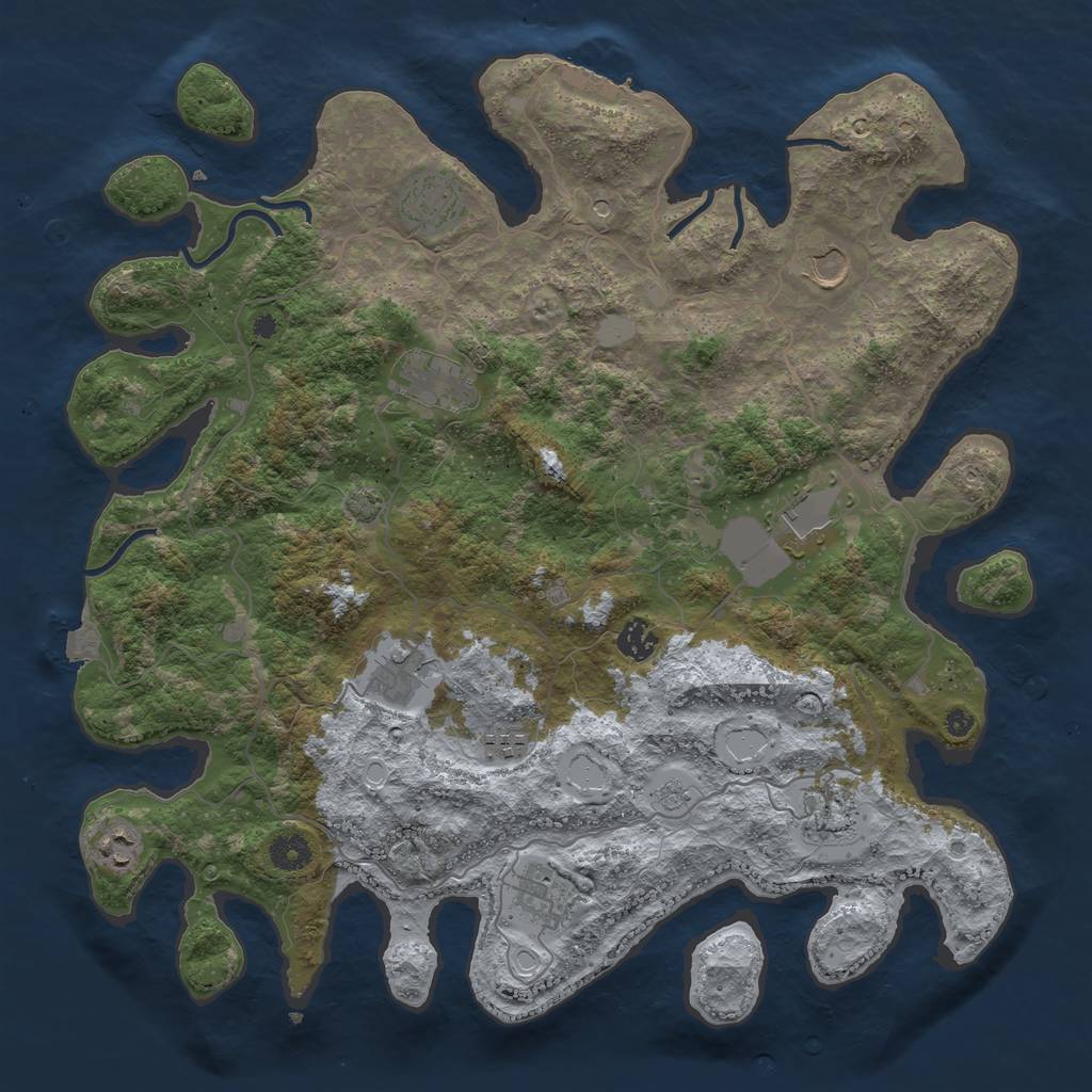 Rust Map: Procedural Map, Size: 4100, Seed: 887913799, 17 Monuments