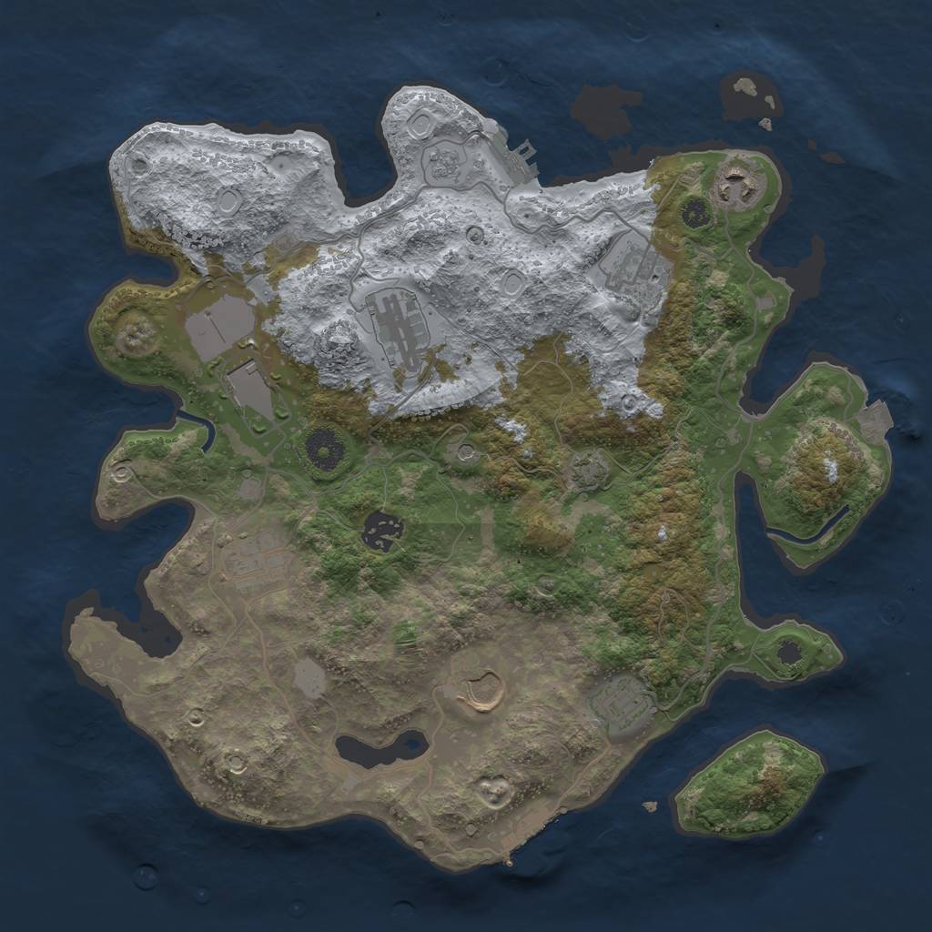 Rust Map: Procedural Map, Size: 3500, Seed: 1124967019, 16 Monuments