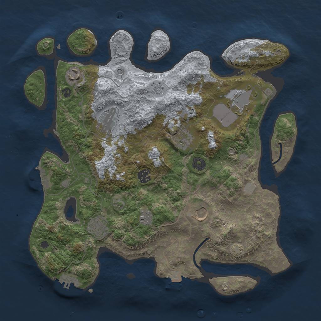 Rust Map: Procedural Map, Size: 3500, Seed: 1642447947, 16 Monuments