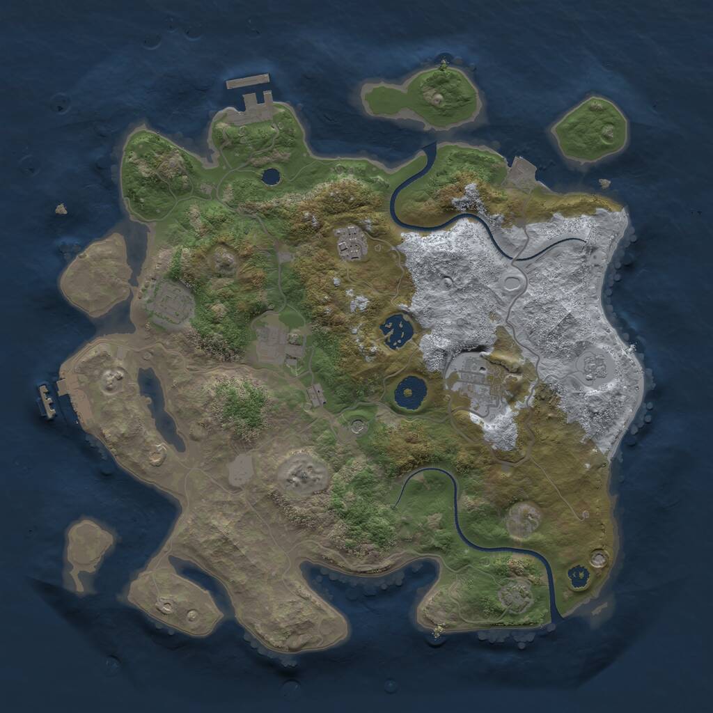 Rust Map: Procedural Map, Size: 3333, Seed: 663191937, 11 Monuments