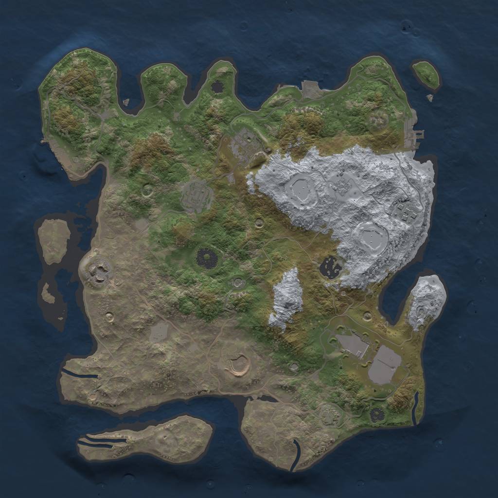 Rust Map: Procedural Map, Size: 3500, Seed: 985253523, 15 Monuments