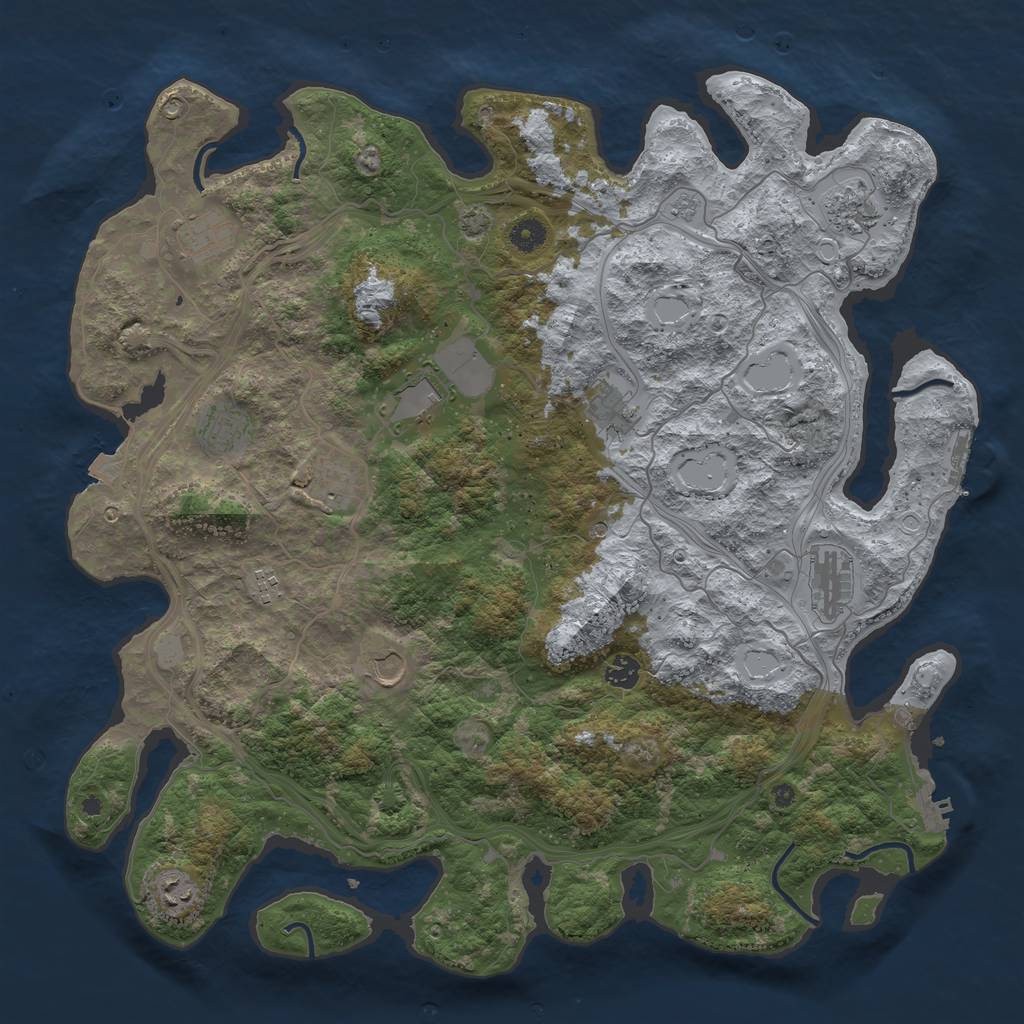 Rust Map: Procedural Map, Size: 4500, Seed: 1074311854, 19 Monuments