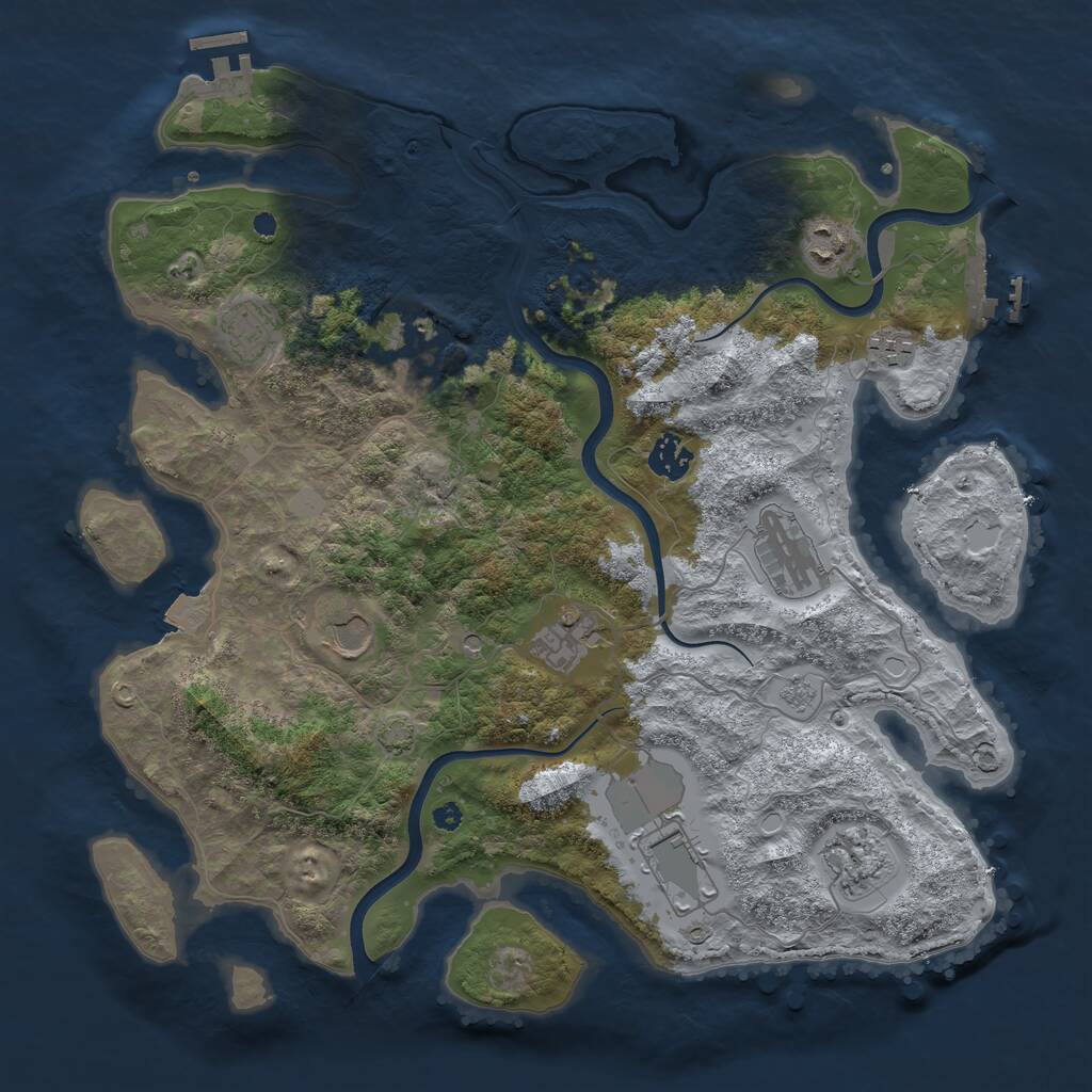 Rust Map: Procedural Map, Size: 3800, Seed: 633515629, 16 Monuments