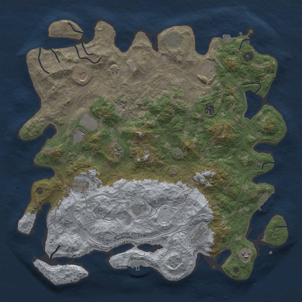 Rust Map: Procedural Map, Size: 4500, Seed: 2104219633, 19 Monuments