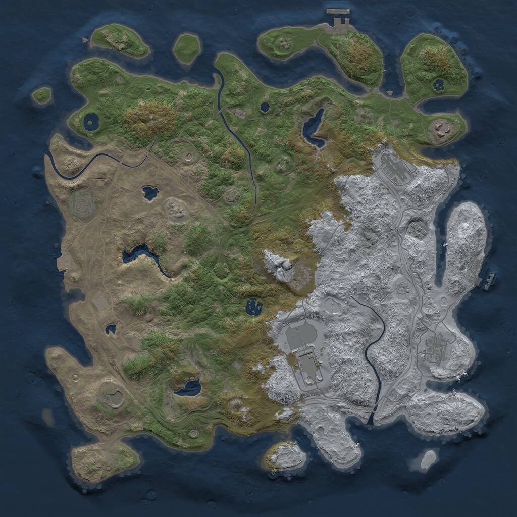 Rust Map: Procedural Map, Size: 4500, Seed: 42024040, 15 Monuments