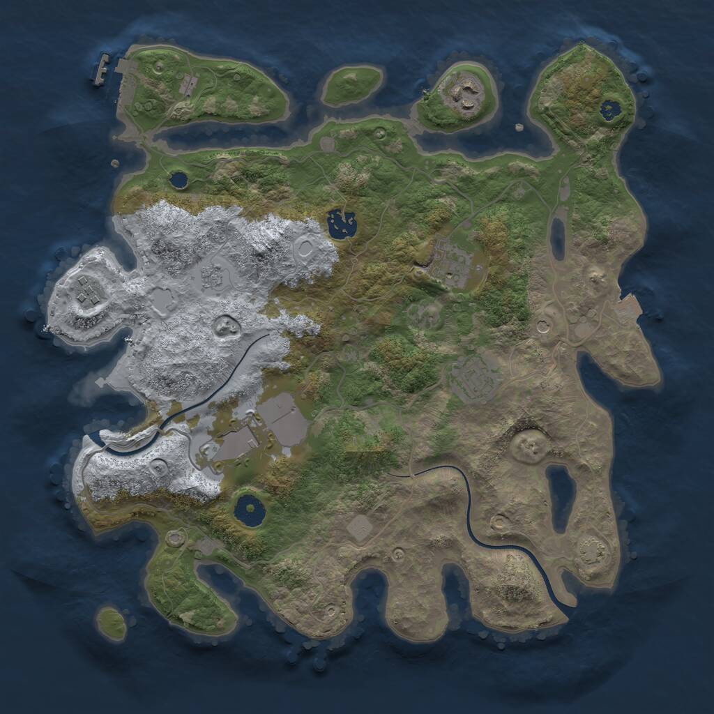 Rust Map: Procedural Map, Size: 3500, Seed: 238283361, 11 Monuments
