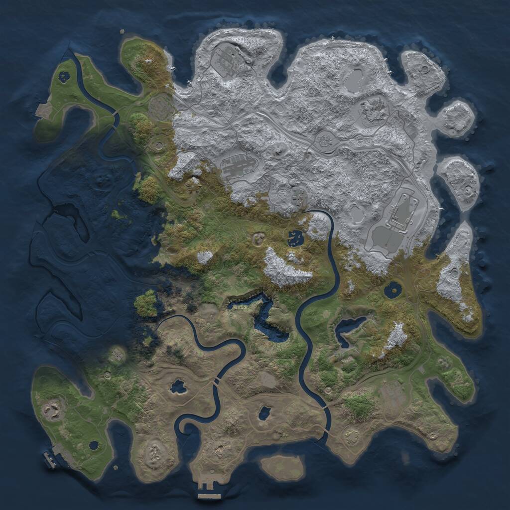 Rust Map: Procedural Map, Size: 4500, Seed: 1266309000, 15 Monuments
