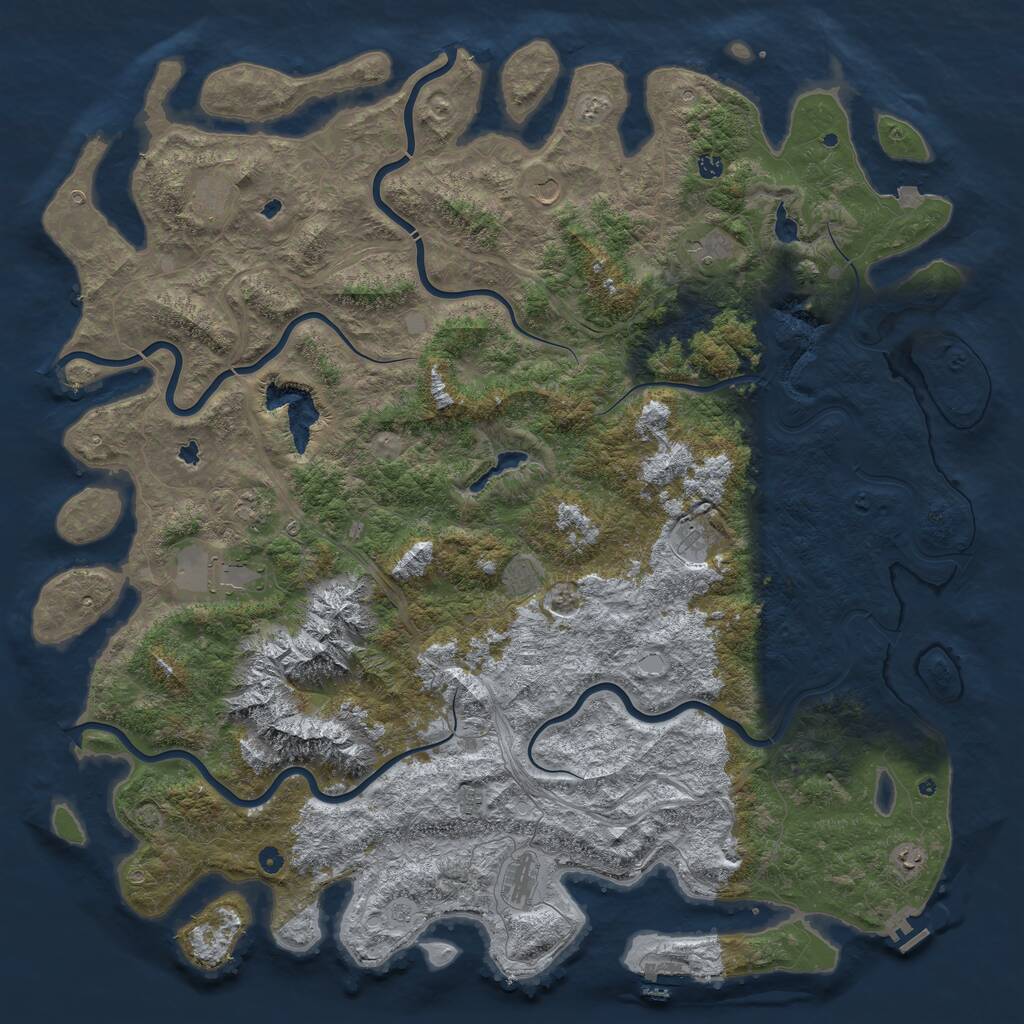 Rust Map: Procedural Map, Size: 6000, Seed: 271051618, 17 Monuments