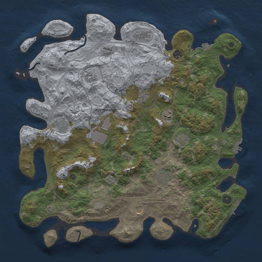 Rust Map: Procedural Map, Size: 4500, Seed: 2124171280, 19 Monuments