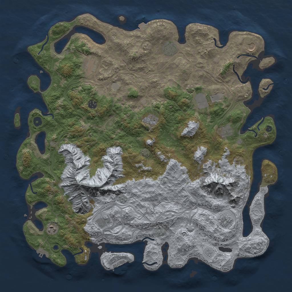 Rust Map: Procedural Map, Size: 5000, Seed: 878787, 19 Monuments