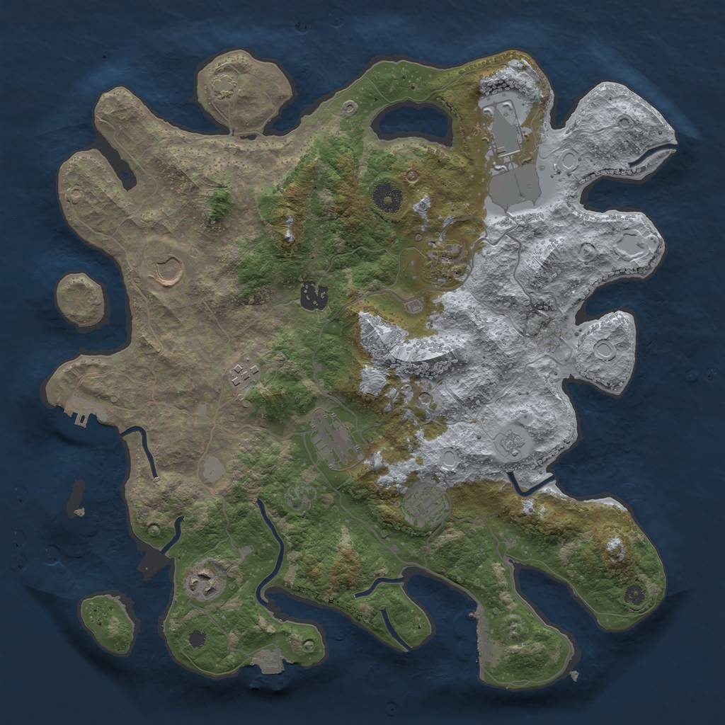 Rust Map: Procedural Map, Size: 3700, Seed: 1883114789, 16 Monuments