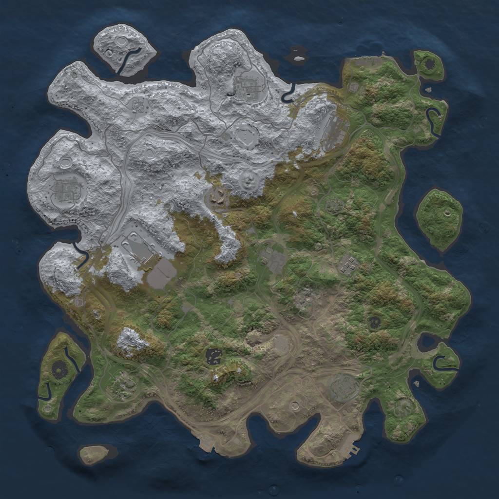 Rust Map: Procedural Map, Size: 4250, Seed: 449725614, 18 Monuments