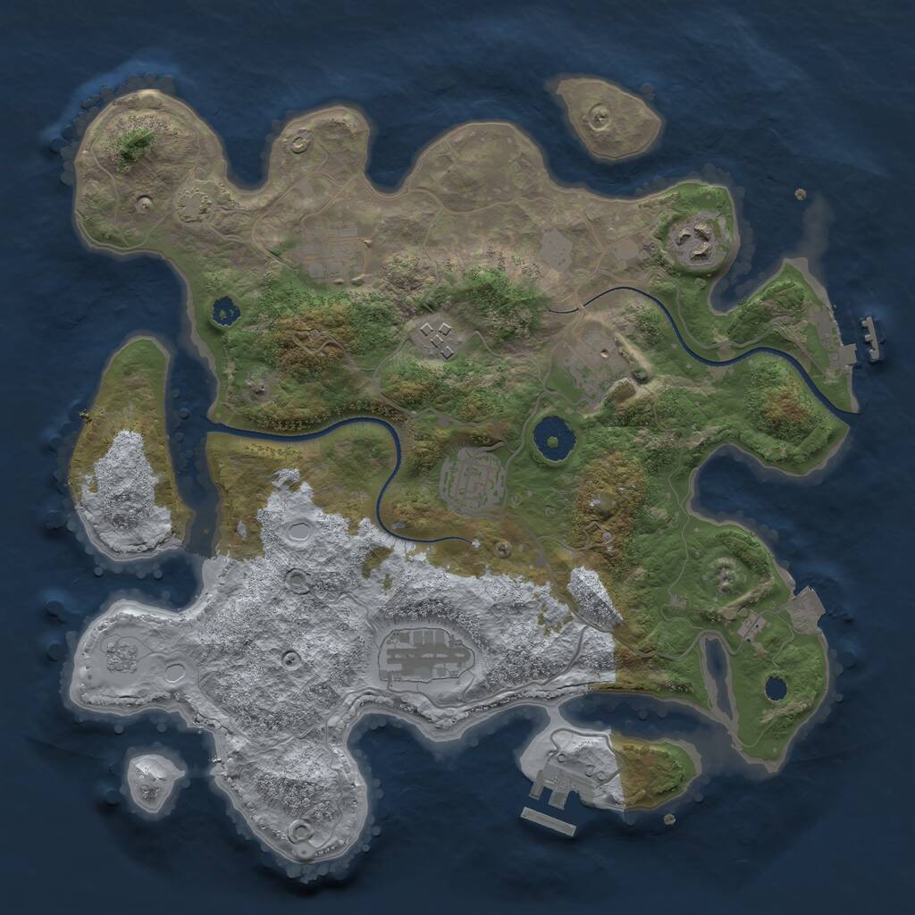 Rust Map: Procedural Map, Size: 3300, Seed: 2066614839, 11 Monuments