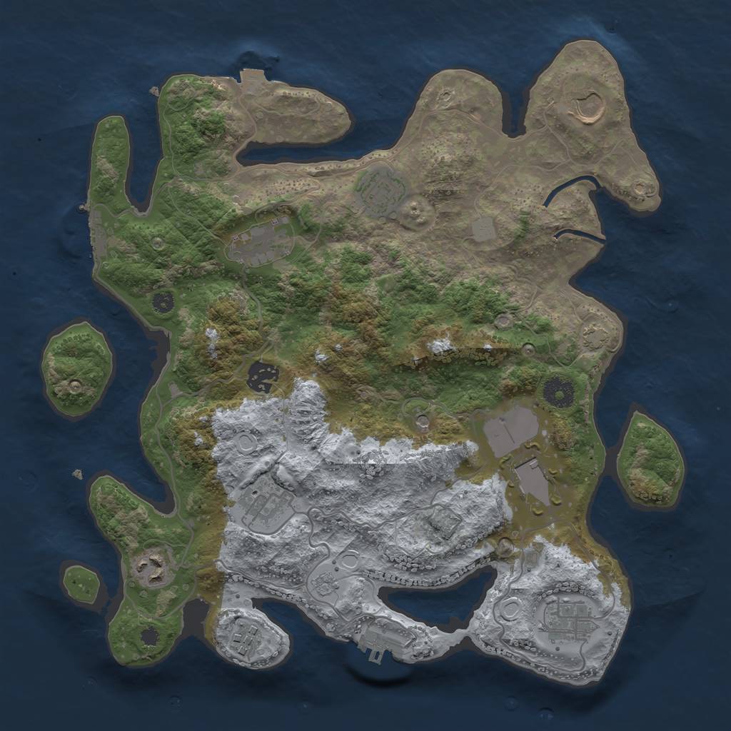 Rust Map: Procedural Map, Size: 3500, Seed: 307912000, 17 Monuments
