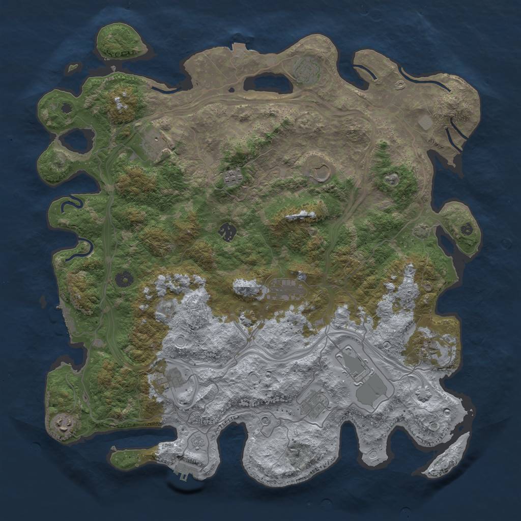 Rust Map: Procedural Map, Size: 4500, Seed: 1993020868, 19 Monuments