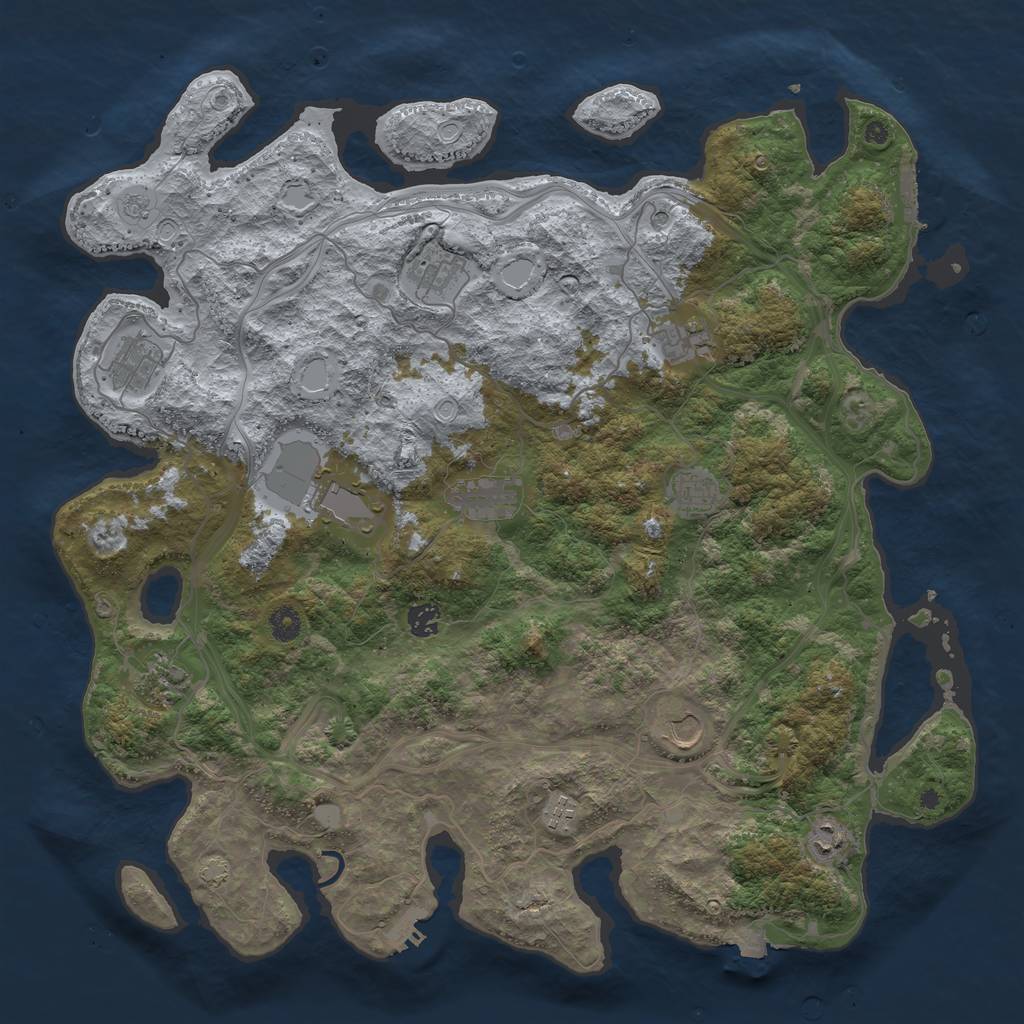 Rust Map: Procedural Map, Size: 4500, Seed: 434122345, 19 Monuments