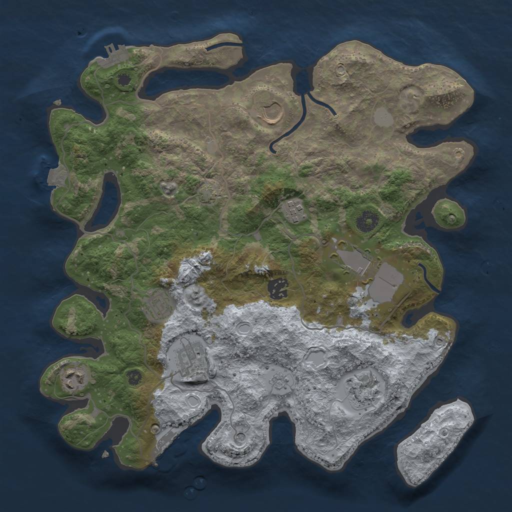 Rust Map: Procedural Map, Size: 3500, Seed: 891822544, 16 Monuments