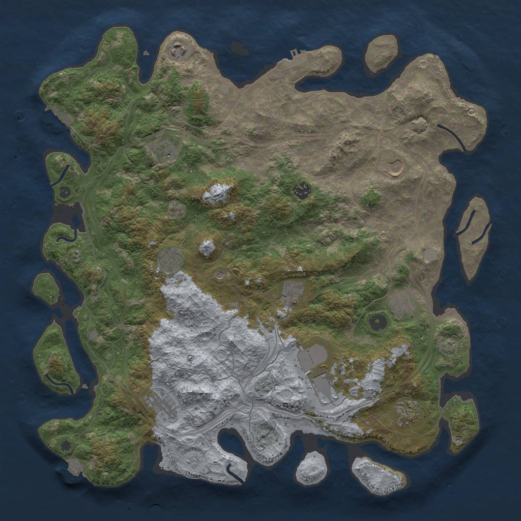 Rust Map: Procedural Map, Size: 4600, Seed: 1616, 19 Monuments