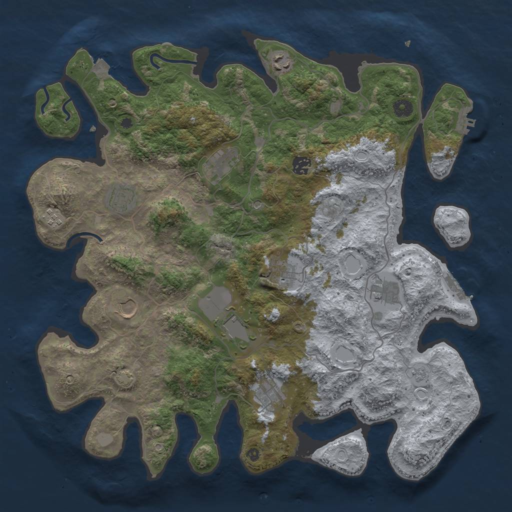 Rust Map: Procedural Map, Size: 4000, Seed: 305240940, 18 Monuments