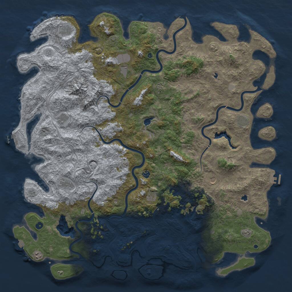 Rust Map: Procedural Map, Size: 6000, Seed: 1958463248, 17 Monuments