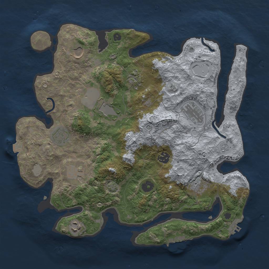 Rust Map: Procedural Map, Size: 3500, Seed: 1824777, 17 Monuments