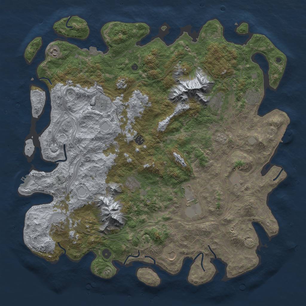 Rust Map: Procedural Map, Size: 5000, Seed: 88765443, 19 Monuments