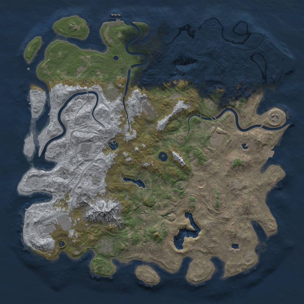Rust Map: Procedural Map, Size: 5000, Seed: 88765443, 17 Monuments