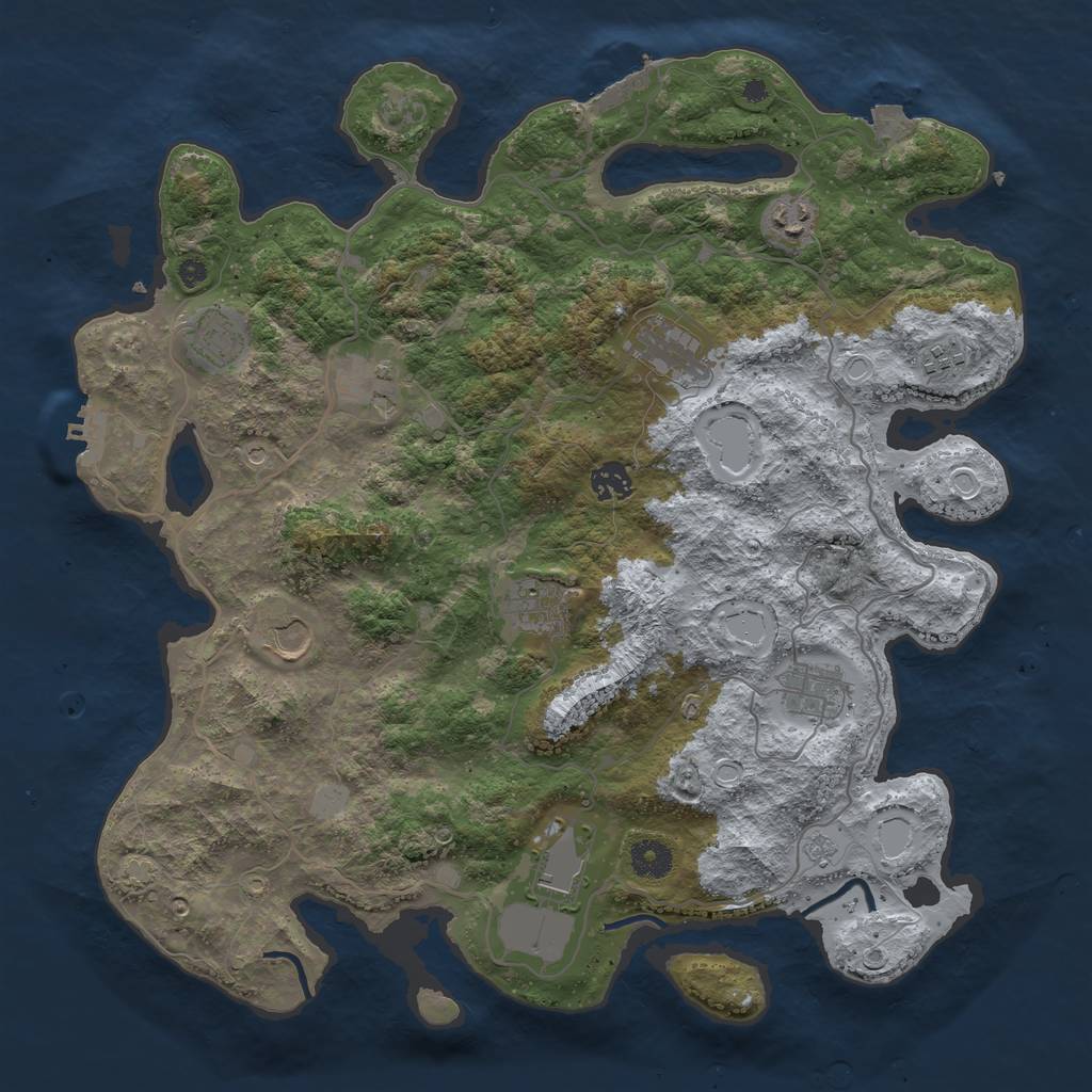 Rust Map: Procedural Map, Size: 4000, Seed: 1901574405, 18 Monuments