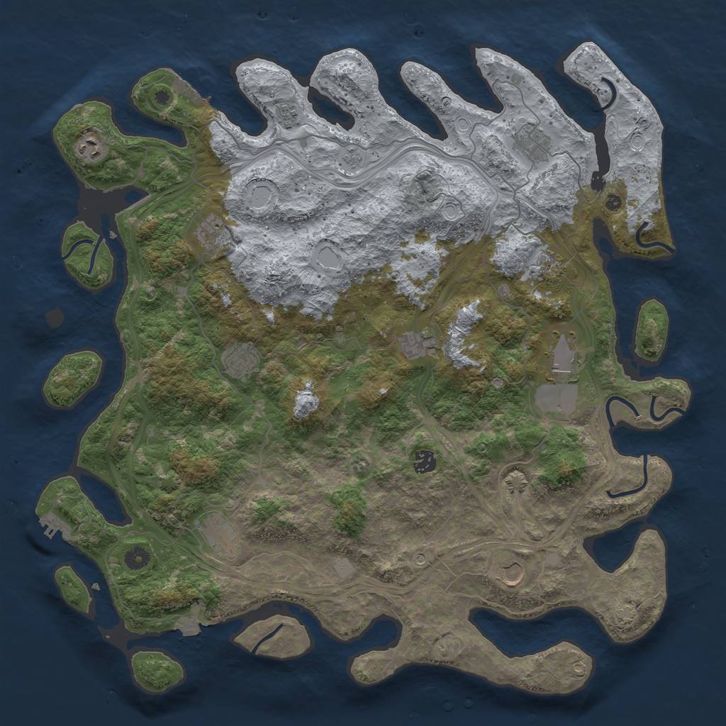 Rust Map: Procedural Map, Size: 4600, Seed: 123211111, 19 Monuments