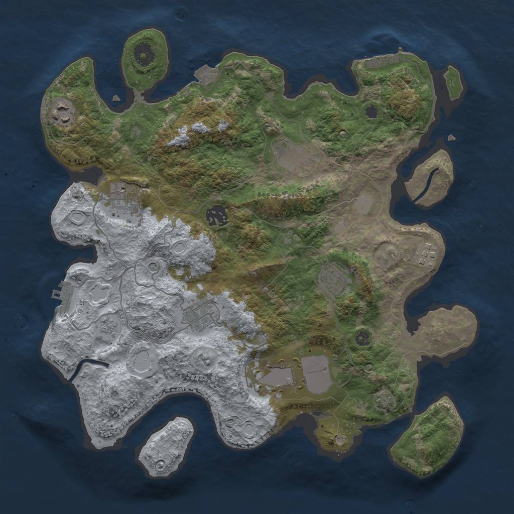 Rust Map: Procedural Map, Size: 3500, Seed: 576919653, 16 Monuments
