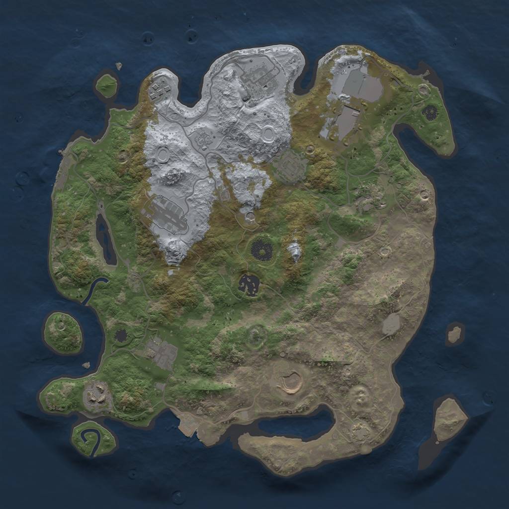 Rust Map: Procedural Map, Size: 3500, Seed: 154624258, 17 Monuments