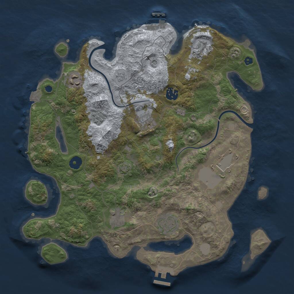 Rust Map: Procedural Map, Size: 3500, Seed: 154624258, 14 Monuments