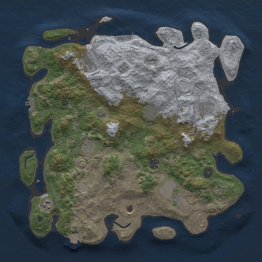 Rust Map: Procedural Map, Size: 4000, Seed: 1004494103, 18 Monuments