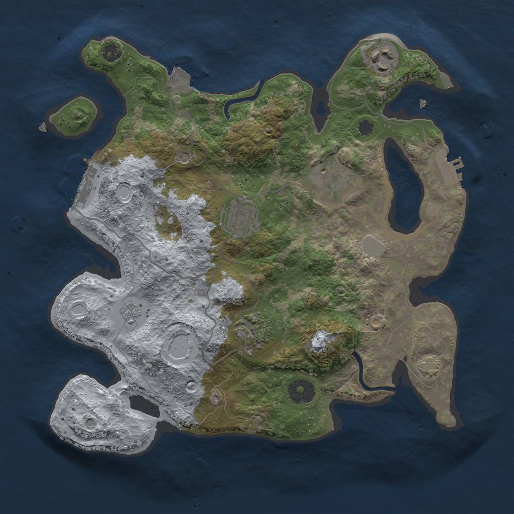 Rust Map: Procedural Map, Size: 3000, Seed: 264854478, 12 Monuments