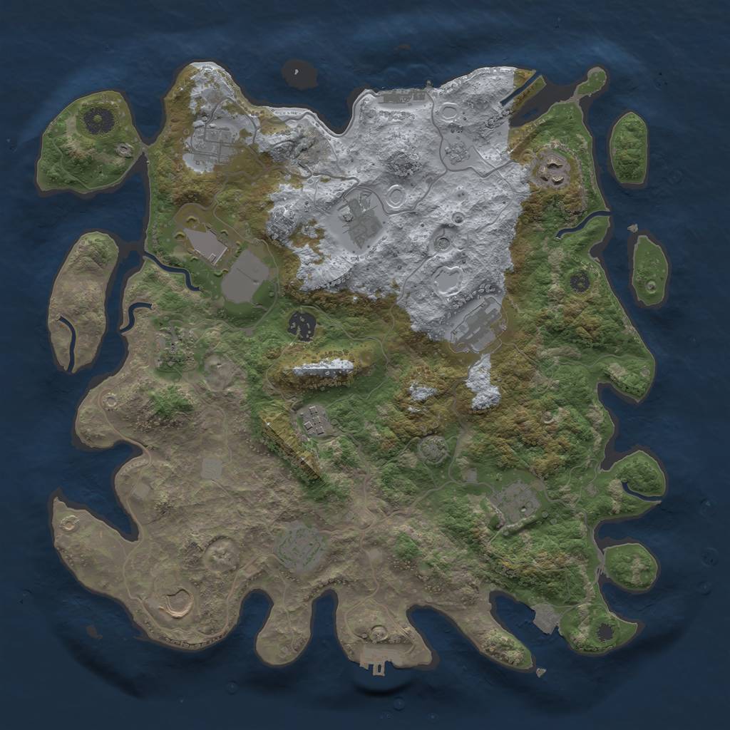 Rust Map: Procedural Map, Size: 3800, Seed: 4278113, 19 Monuments