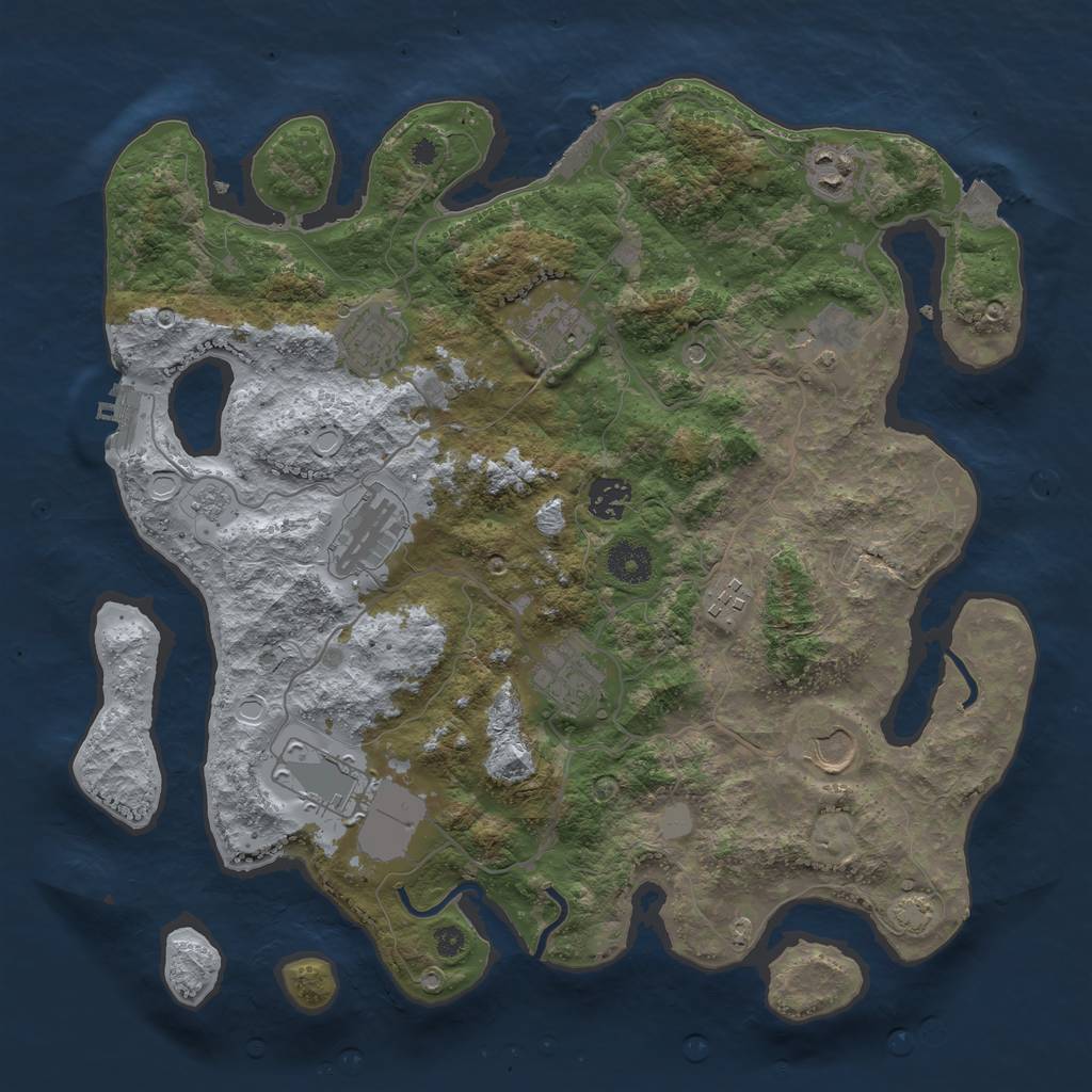 Rust Map: Procedural Map, Size: 3700, Seed: 1778266983, 18 Monuments