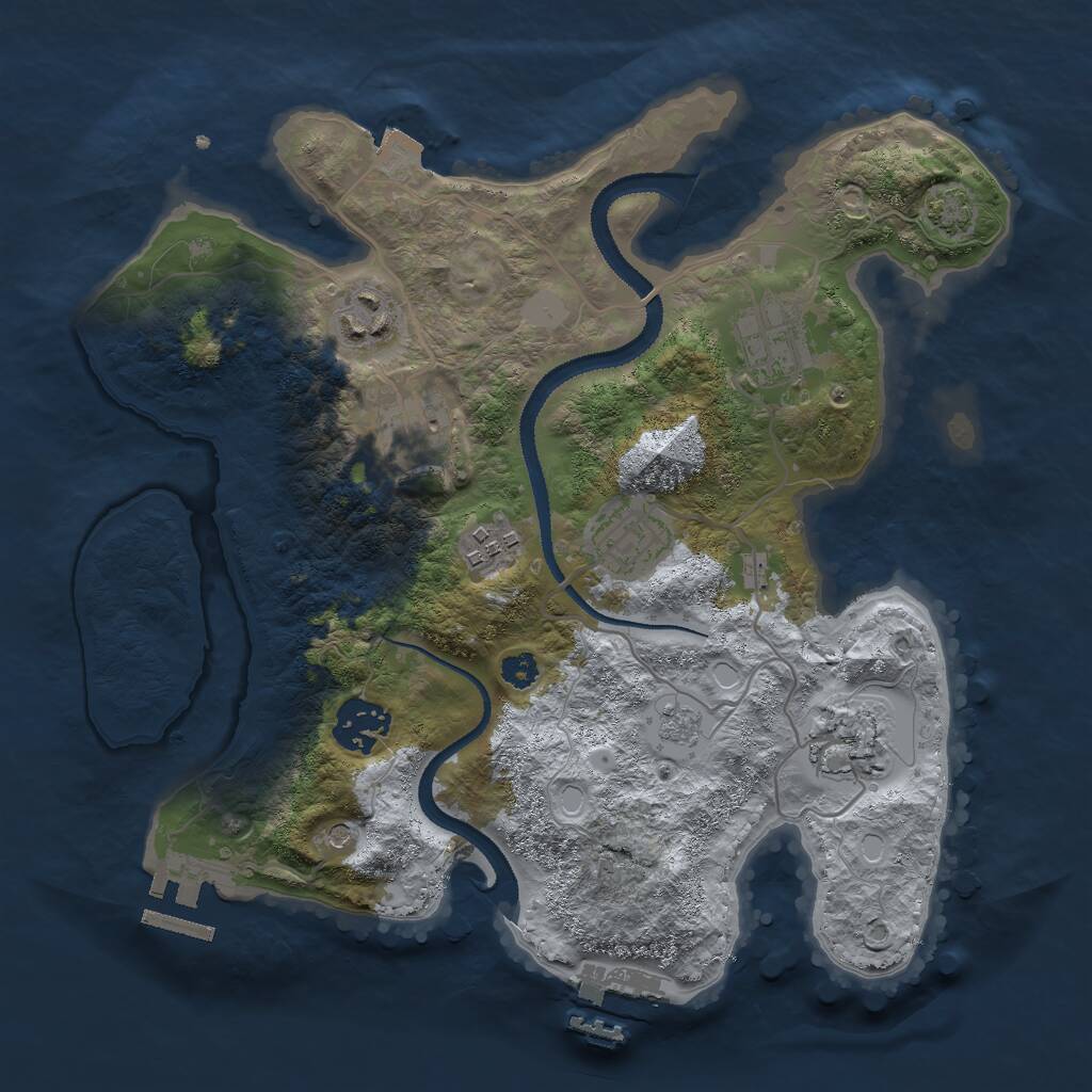 Rust Map: Procedural Map, Size: 3000, Seed: 458287320, 13 Monuments