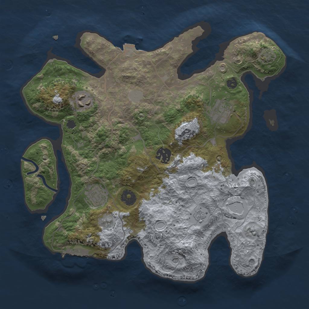 Rust Map: Procedural Map, Size: 3000, Seed: 458287320, 11 Monuments