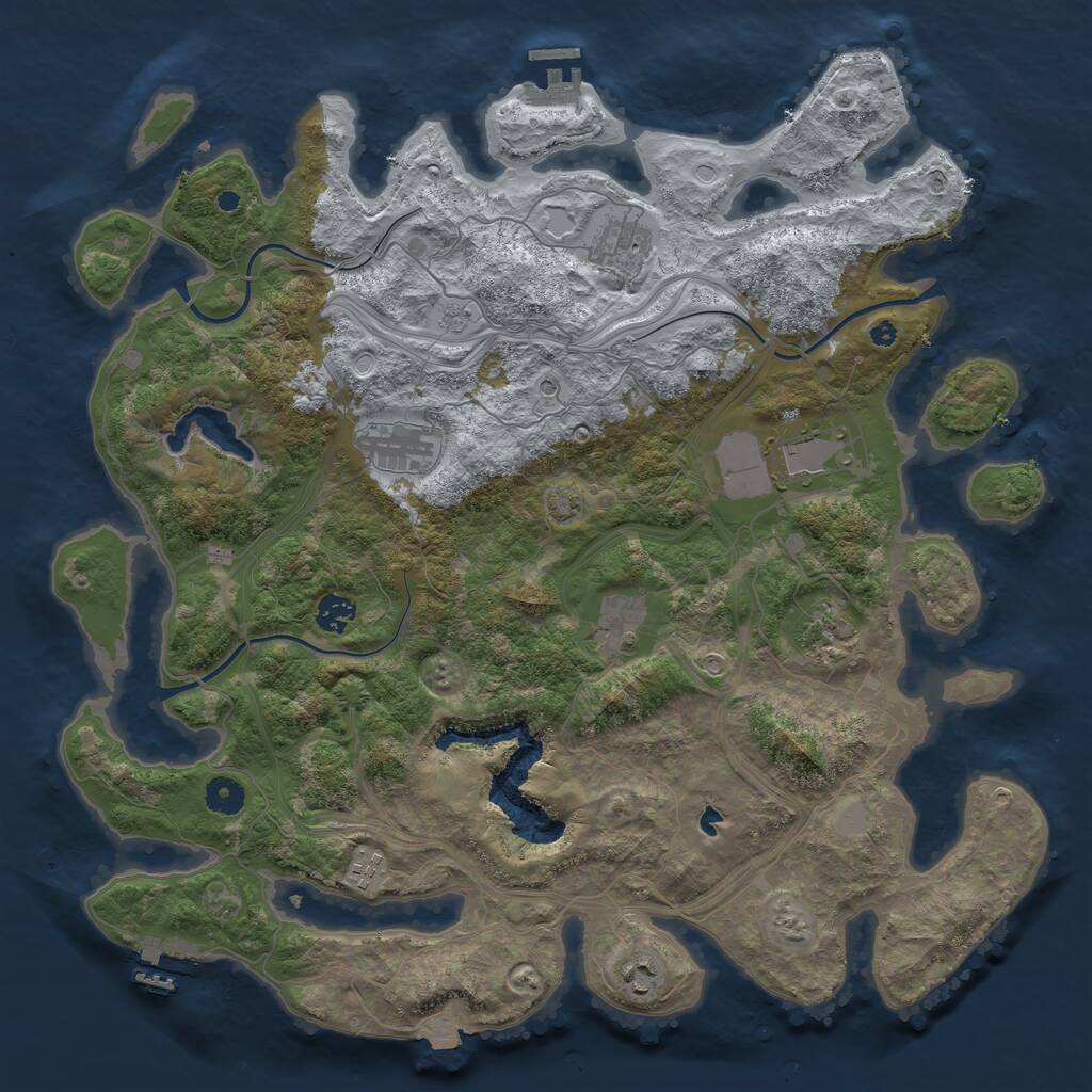 Rust Map: Procedural Map, Size: 4250, Seed: 829938472, 14 Monuments