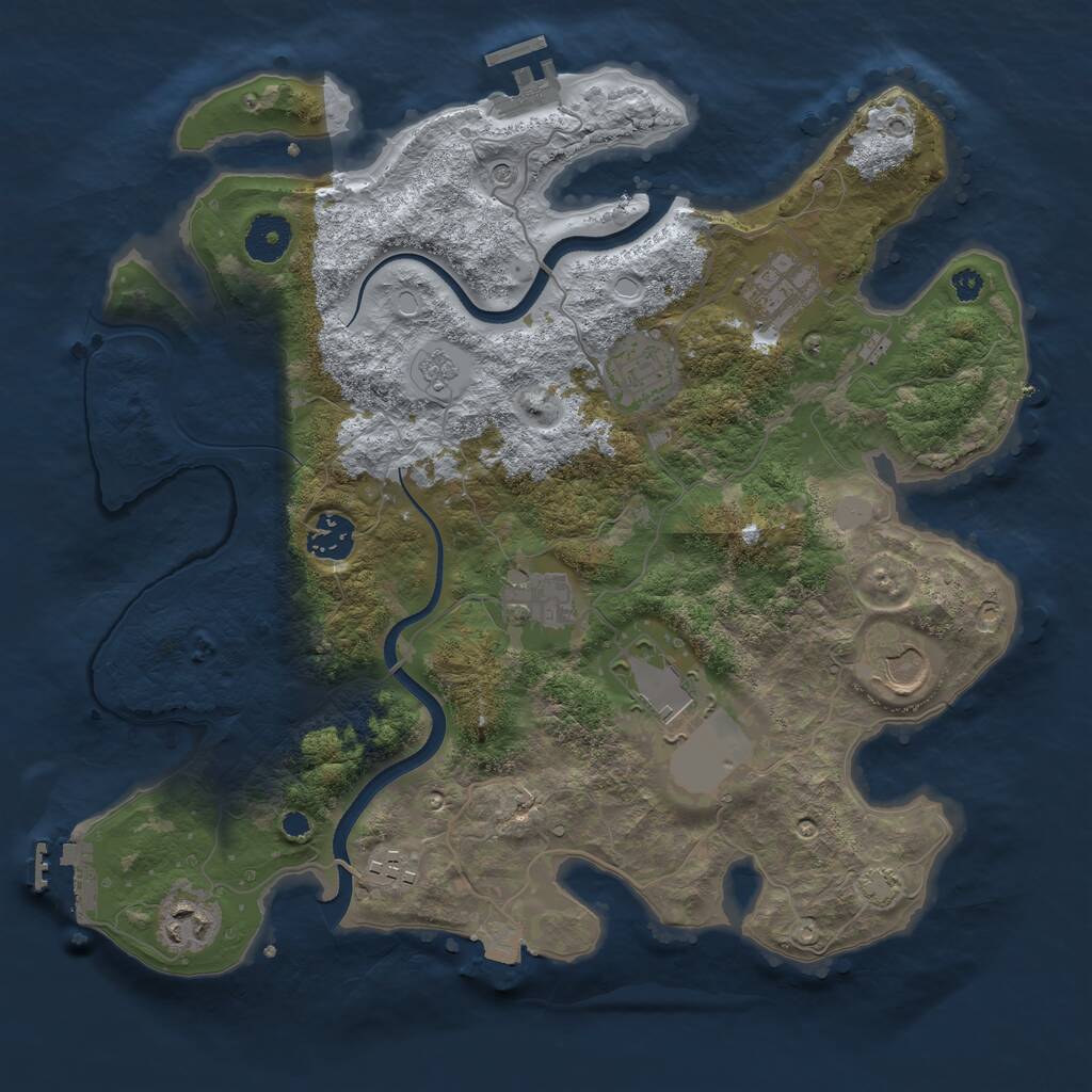 Rust Map: Procedural Map, Size: 3500, Seed: 8188400, 14 Monuments
