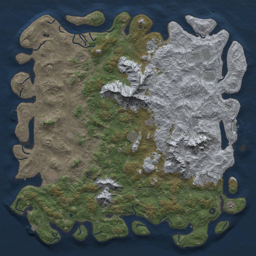 Rust Map: Procedural Map, Size: 6000, Seed: 1263280117, 19 Monuments